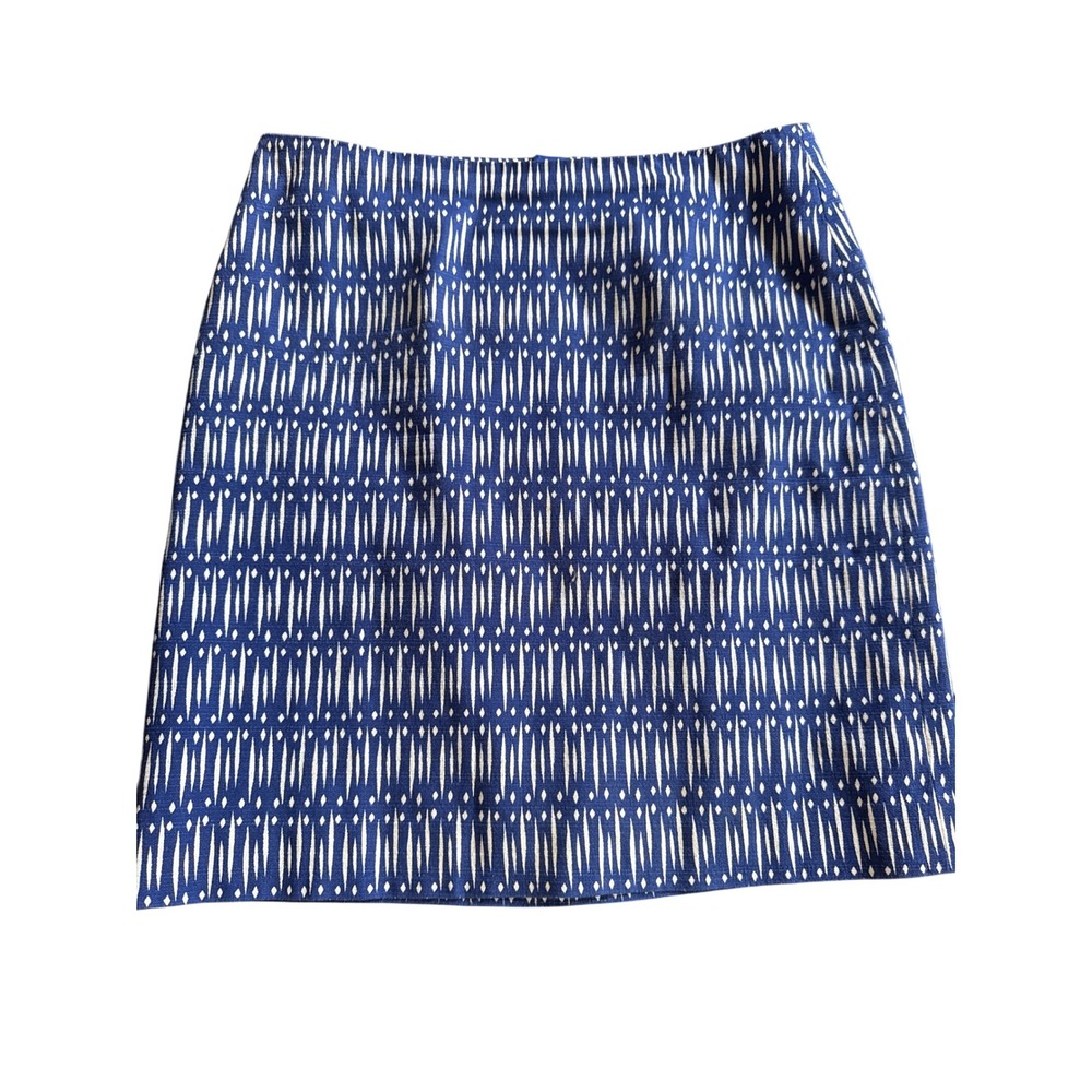Ann Taylor Blue/White Geometric Lined Straight Skirt Women's Size 4